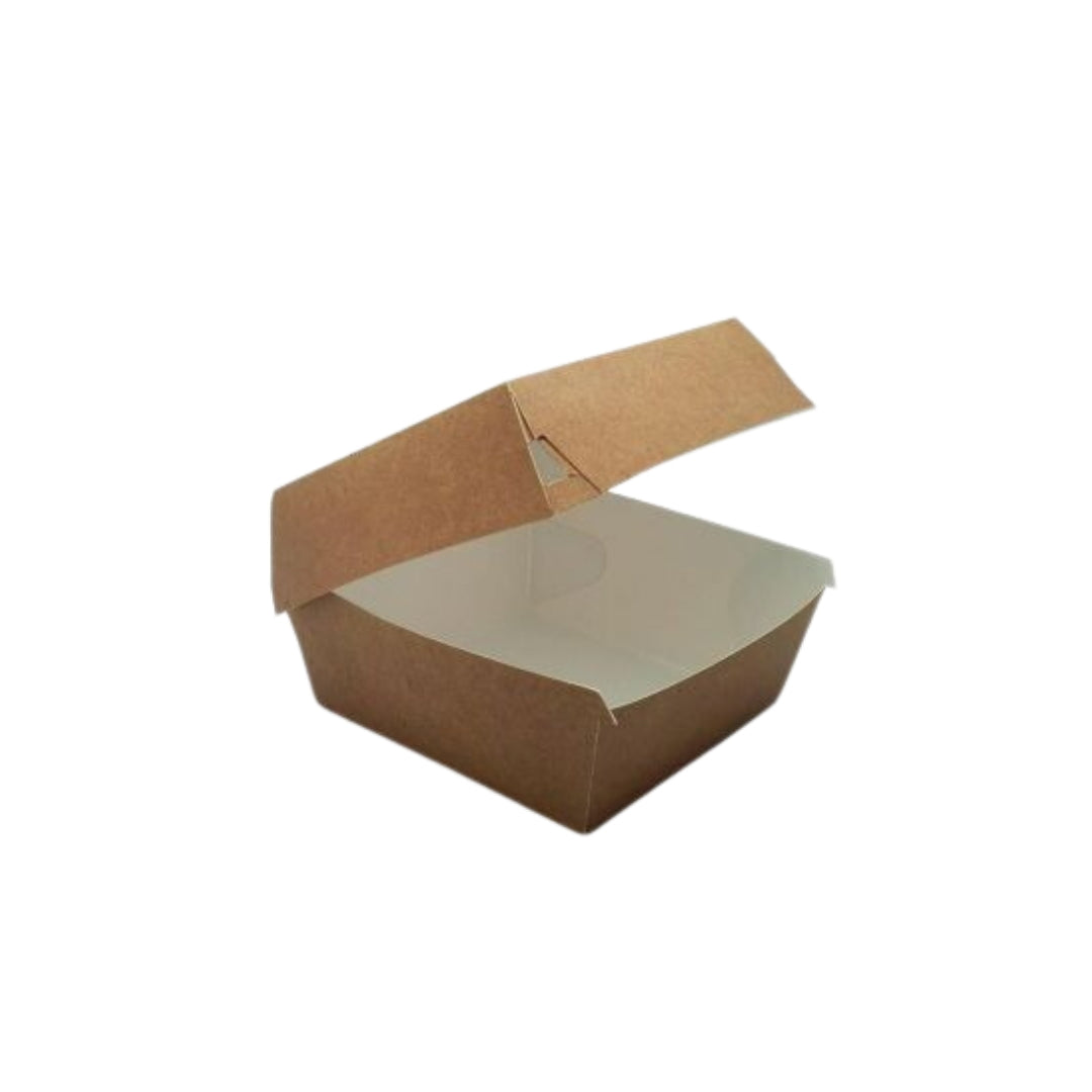 Caixa kraft para hambúrguer com fecho por abas, pack de 150 unidades