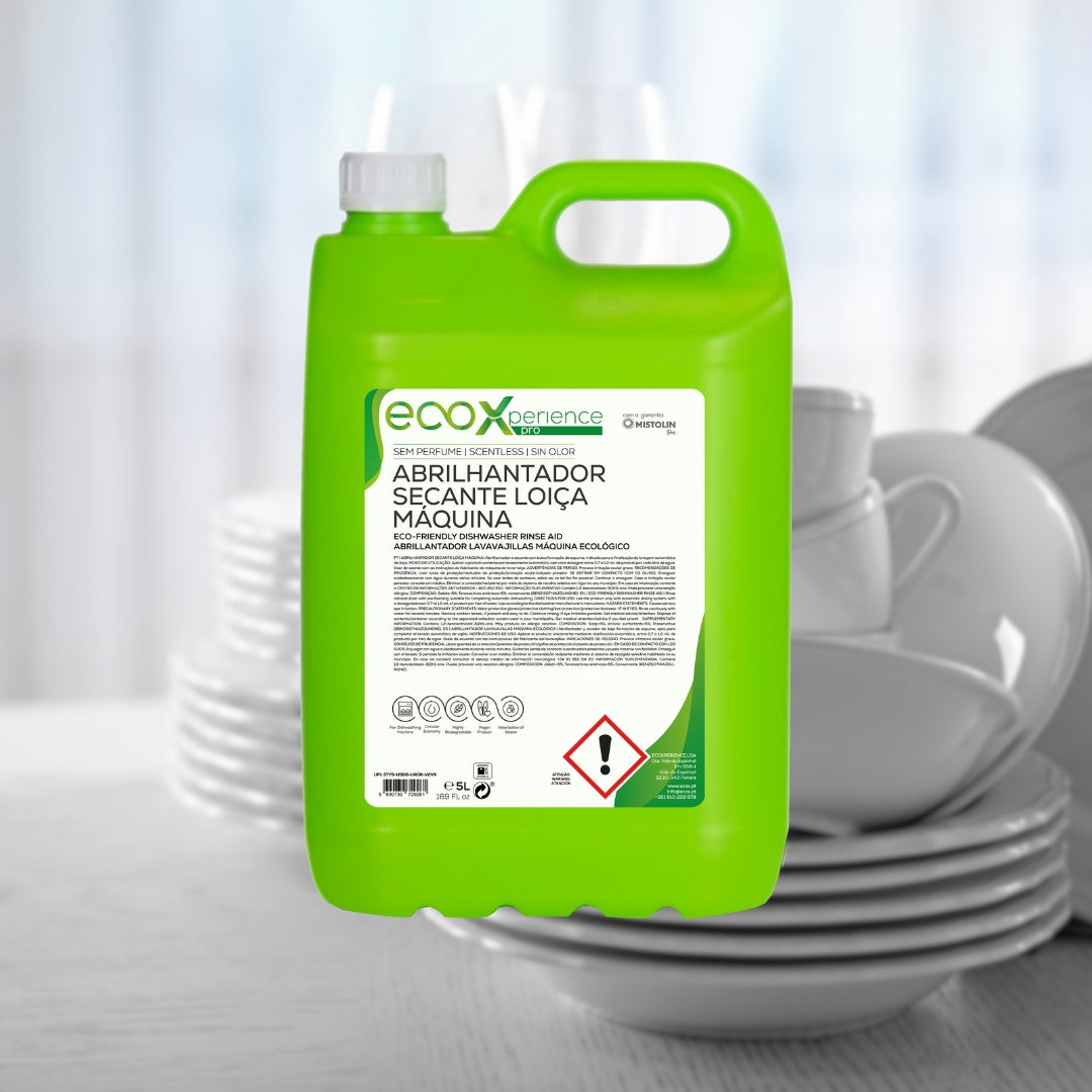 Abrilhantador secante 5L sustentável para máquina de loiça, brilho rápido