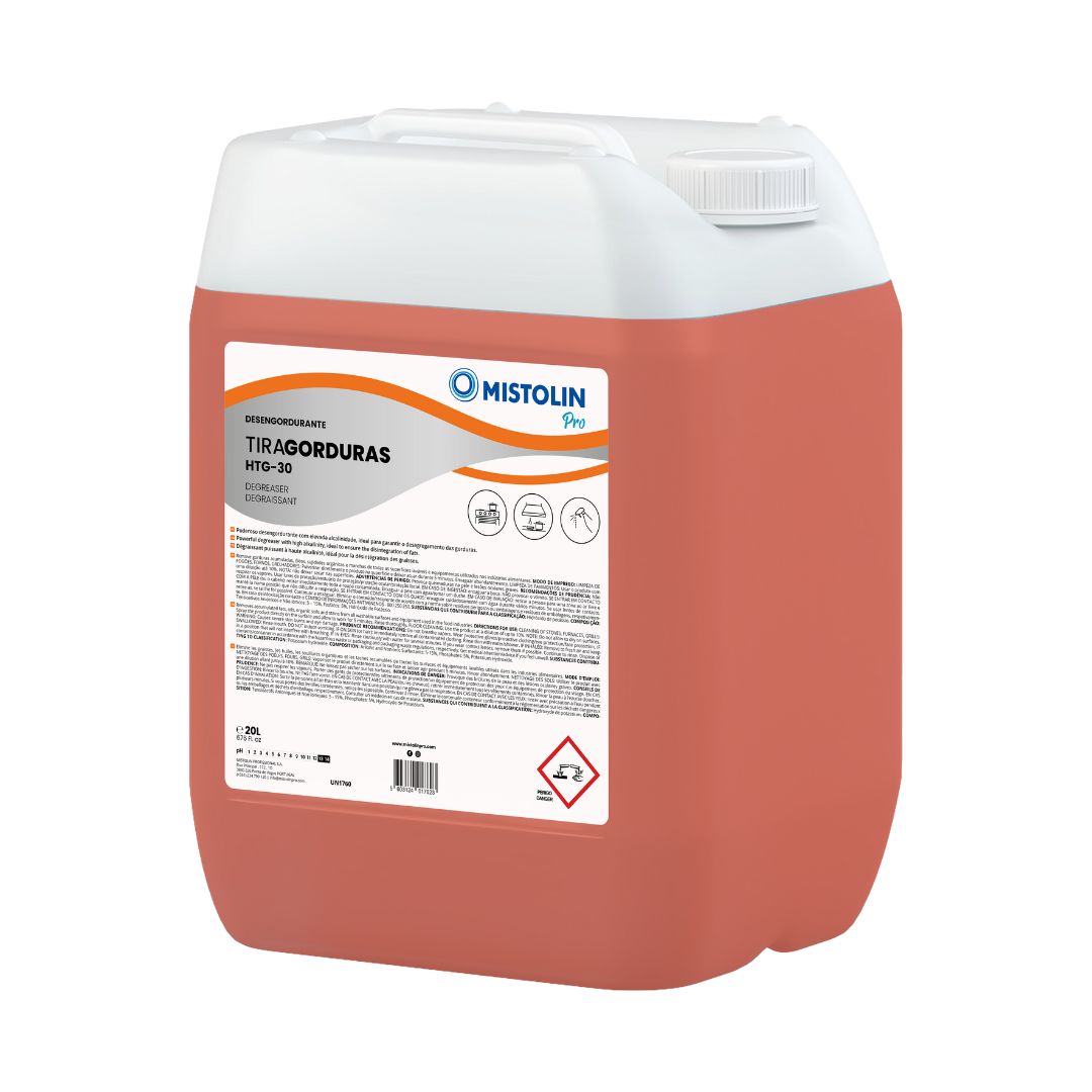 Tira-gorduras HTG-30 10L de elevada alcalinidade para uso profissional