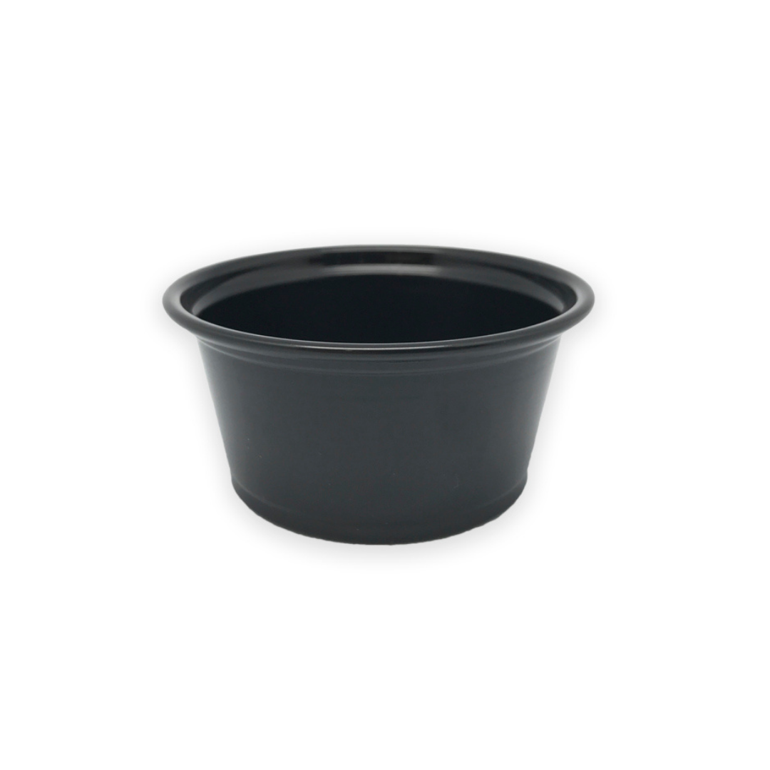 Salsero PP preto Ø62 60 ml em pack de 100 unidades para molhos