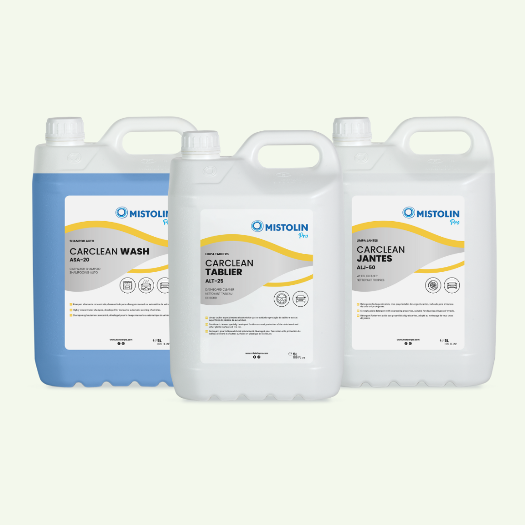 Pack CarClean Multi com produtos para limpeza interior e exterior de carros - solução prática e eficaz para manutenção automóvel.