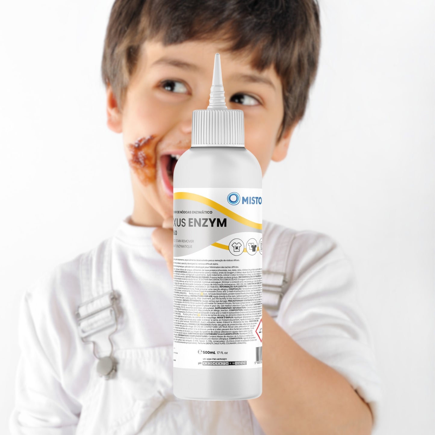 NEXUS ENZYM LRE-60 REMOVE NODOAS ENZIMATICO 500ML, é um produto enzimático de pré-tratamento, especialmente desenvolvido para a remoção de nódoas difíceis.