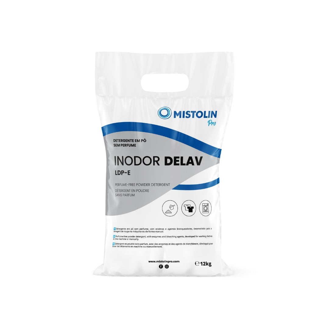 Detalhe embalagem Detergente sem perfume Mistolin PRO – Inodor Delav 12 kg