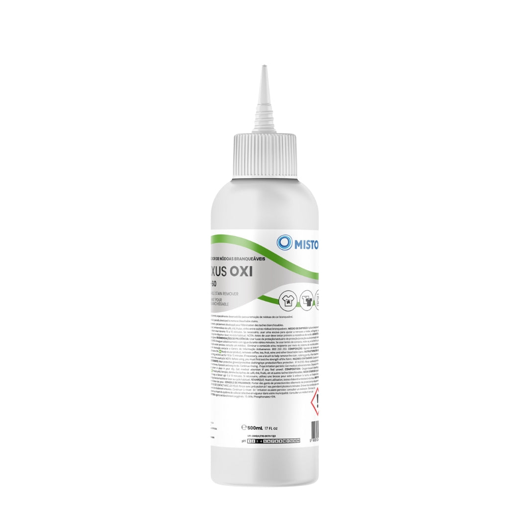 NEXUS OXI LRB-60 REMOVE NODOAS BRANQUEAVEIS 500ML, é um produto de pré-tratamento, especialmente desenvolvido para a remoção de nódoas de cor branqueável.