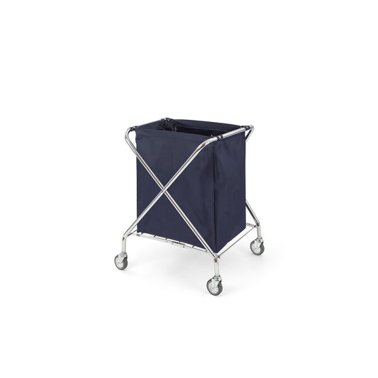 Carro de lavandaria com lona azul DUST EXPORT, com rodas ø 80 mm e guarda-fios, com saco plastificado de 150 L. Sistema ideal para recolher roupa suja em qualquer área.